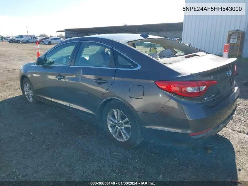 2017 Hyundai Sonata VIN: 5NPE24AF5HH543000 Lot: 38636140