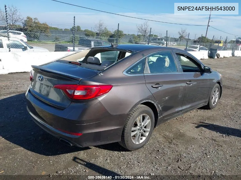 2017 Hyundai Sonata VIN: 5NPE24AF5HH543000 Lot: 38636140