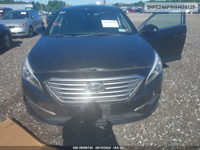 2017 Hyundai Sonata Se VIN: 5NPE24AF9HH439125 Lot: 39598748