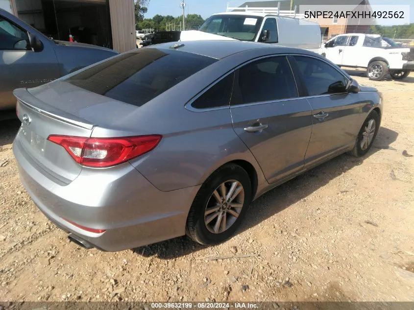 2017 Hyundai Sonata Se VIN: 5NPE24AFXHH492562 Lot: 39632199