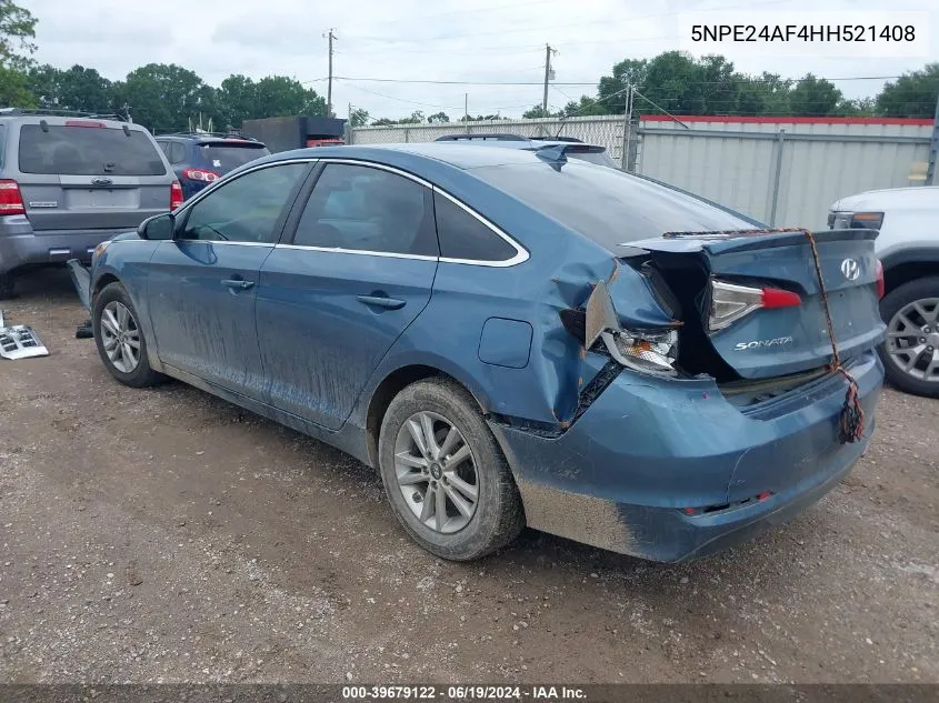 2017 Hyundai Sonata VIN: 5NPE24AF4HH521408 Lot: 39679122