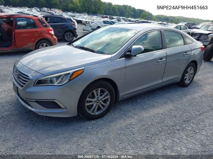 2017 Hyundai Sonata Se VIN: 5NPE24AF9HH451663 Lot: 39807170