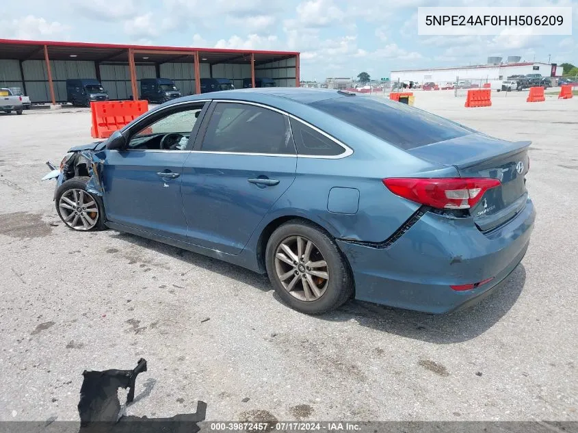 2017 Hyundai Sonata VIN: 5NPE24AF0HH506209 Lot: 39872457