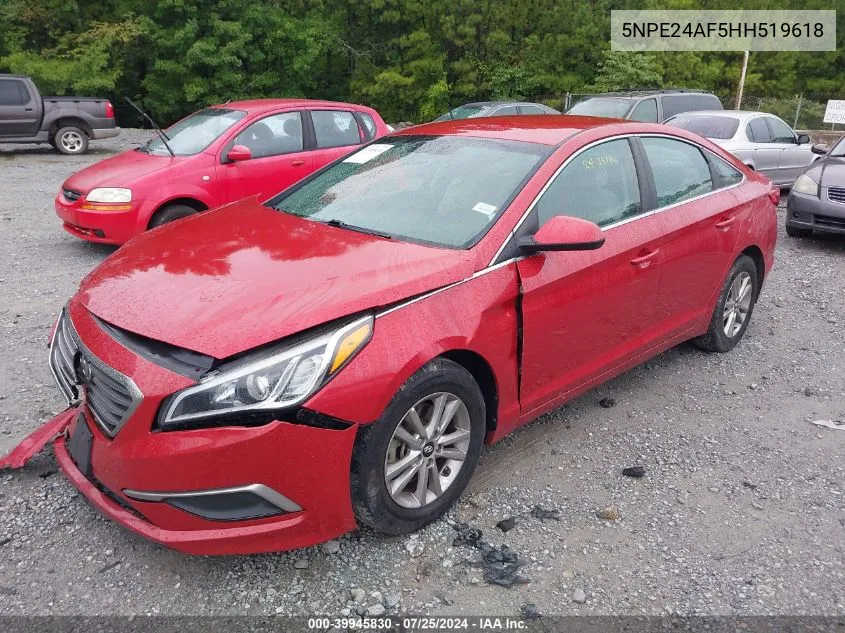 2017 Hyundai Sonata VIN: 5NPE24AF5HH519618 Lot: 39945830