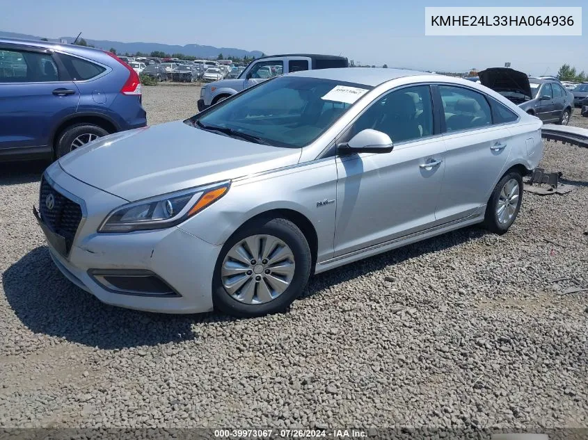 2017 Hyundai Sonata Hybrid Se VIN: KMHE24L33HA064936 Lot: 39973067