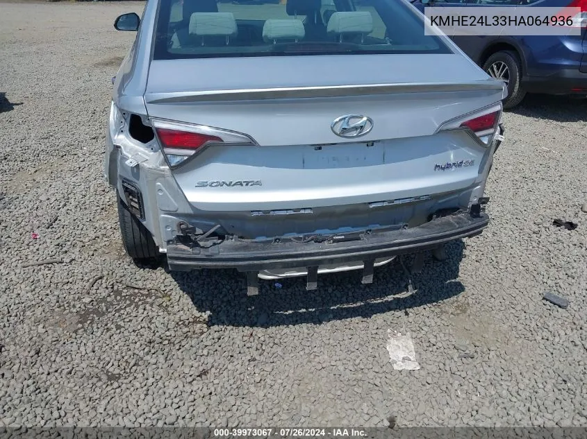 2017 Hyundai Sonata Hybrid Se VIN: KMHE24L33HA064936 Lot: 39973067