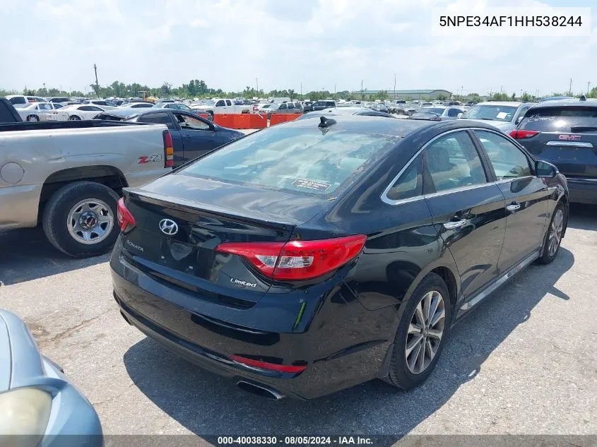 2017 Hyundai Sonata Limited VIN: 5NPE34AF1HH538244 Lot: 40038330