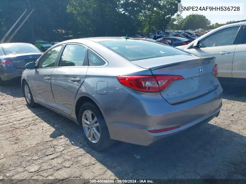 2017 Hyundai Sonata Se VIN: 5NPE24AF9HH536728 Lot: 40046895