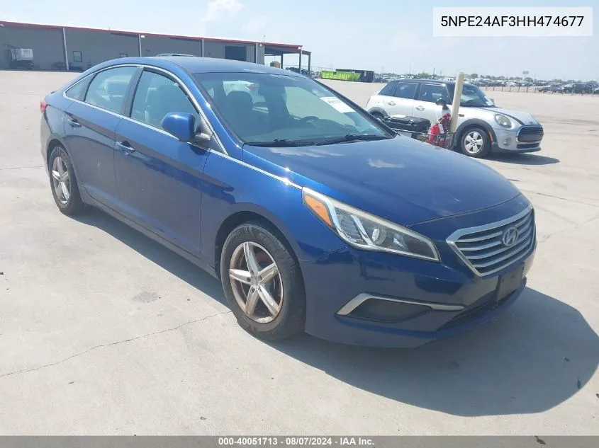 2017 Hyundai Sonata Se VIN: 5NPE24AF3HH474677 Lot: 40051713