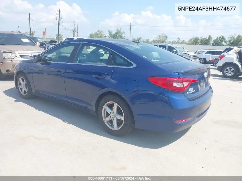 2017 Hyundai Sonata Se VIN: 5NPE24AF3HH474677 Lot: 40051713