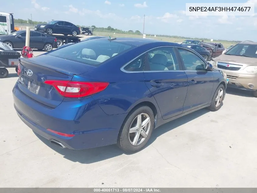 2017 Hyundai Sonata Se VIN: 5NPE24AF3HH474677 Lot: 40051713