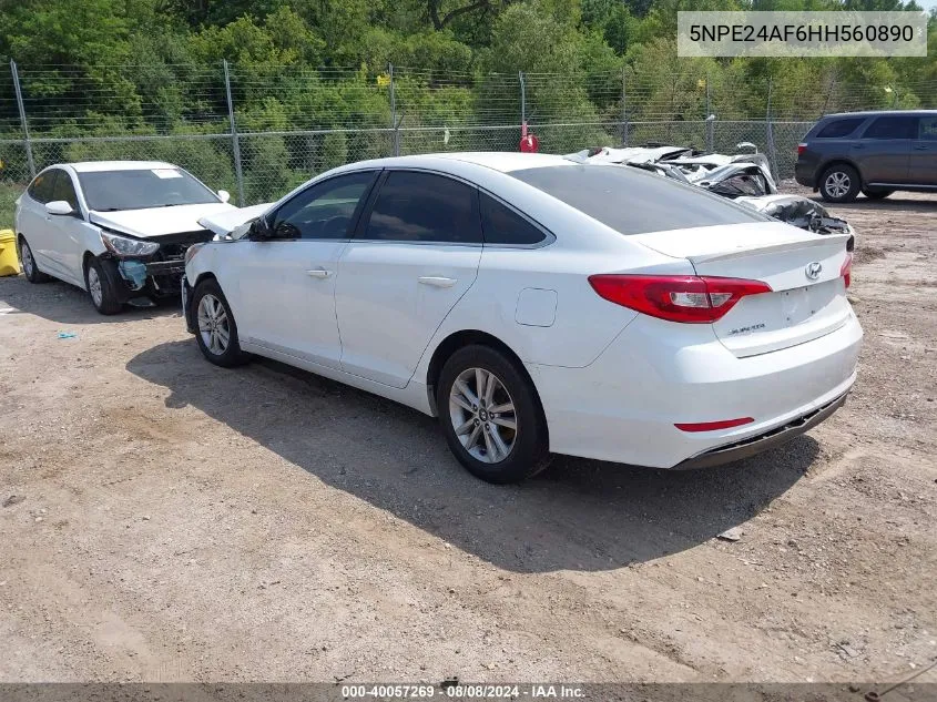 2017 Hyundai Sonata VIN: 5NPE24AF6HH560890 Lot: 40057269