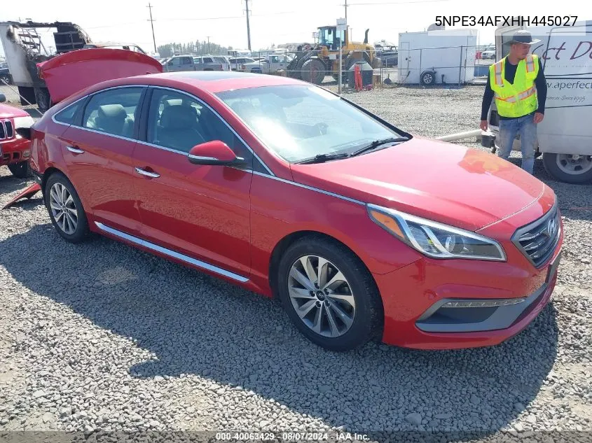 2017 Hyundai Sonata Sport VIN: 5NPE34AFXHH445027 Lot: 40063429