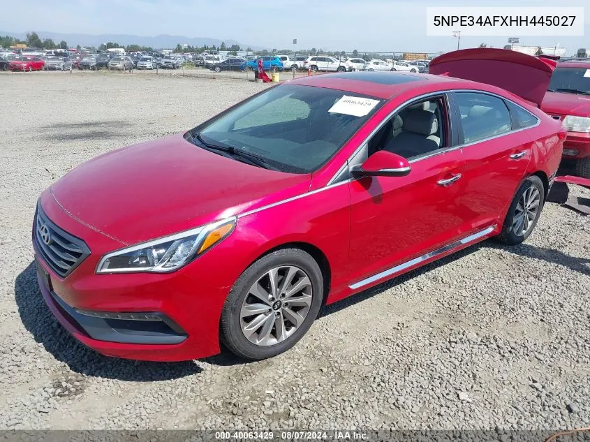 2017 Hyundai Sonata Sport VIN: 5NPE34AFXHH445027 Lot: 40063429