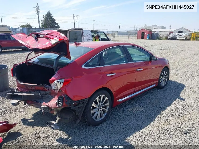 2017 Hyundai Sonata Sport VIN: 5NPE34AFXHH445027 Lot: 40063429