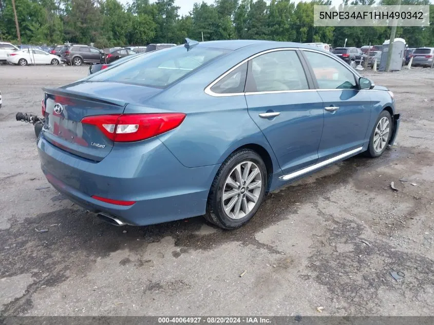 2017 Hyundai Sonata Limited VIN: 5NPE34AF1HH490342 Lot: 40064927