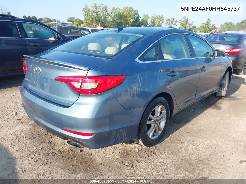 2017 Hyundai Sonata Se VIN: 5NPE24AF0HH545737 Lot: 40078651