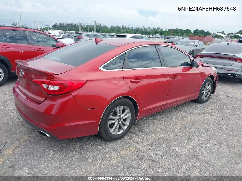 5NPE24AF5HH537648 2017 Hyundai Sonata