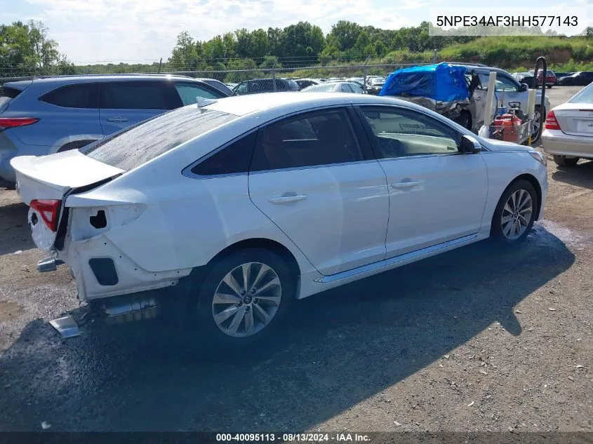 2017 Hyundai Sonata Sport VIN: 5NPE34AF3HH577143 Lot: 40095113