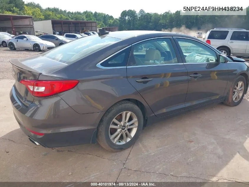 2017 Hyundai Sonata Se VIN: 5NPE24AF9HH438234 Lot: 40101974