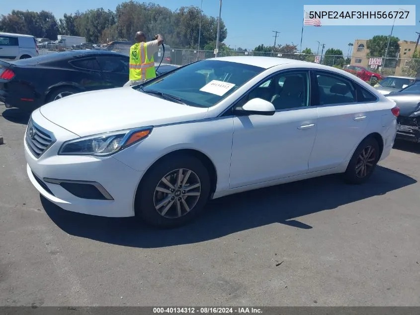 2017 Hyundai Sonata Se VIN: 5NPE24AF3HH566727 Lot: 40134312