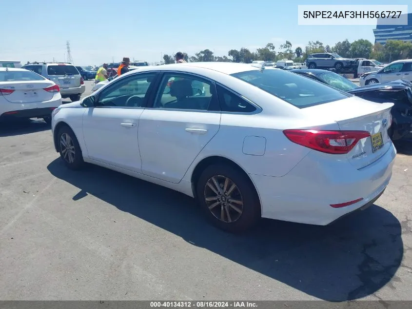 2017 Hyundai Sonata Se VIN: 5NPE24AF3HH566727 Lot: 40134312