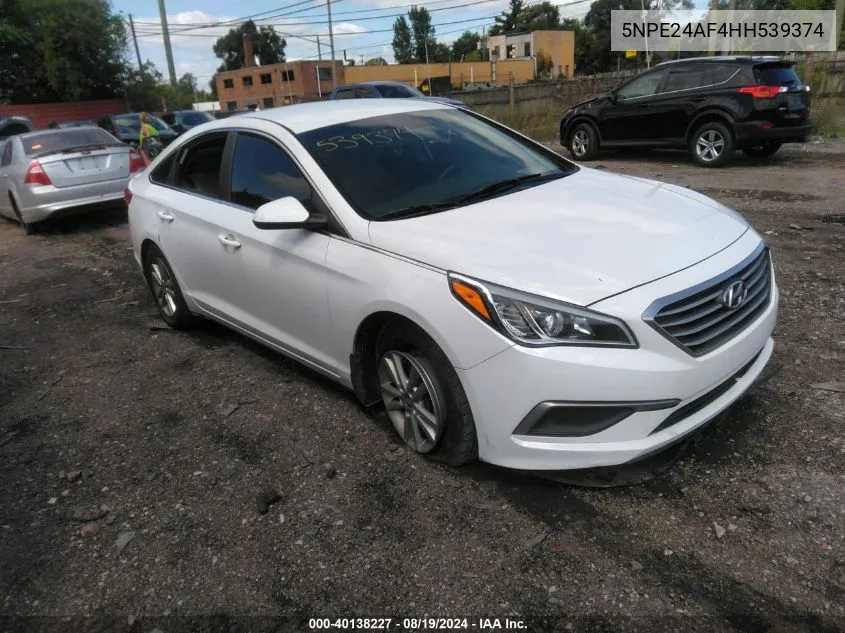 2017 Hyundai Sonata Se VIN: 5NPE24AF4HH539374 Lot: 40138227