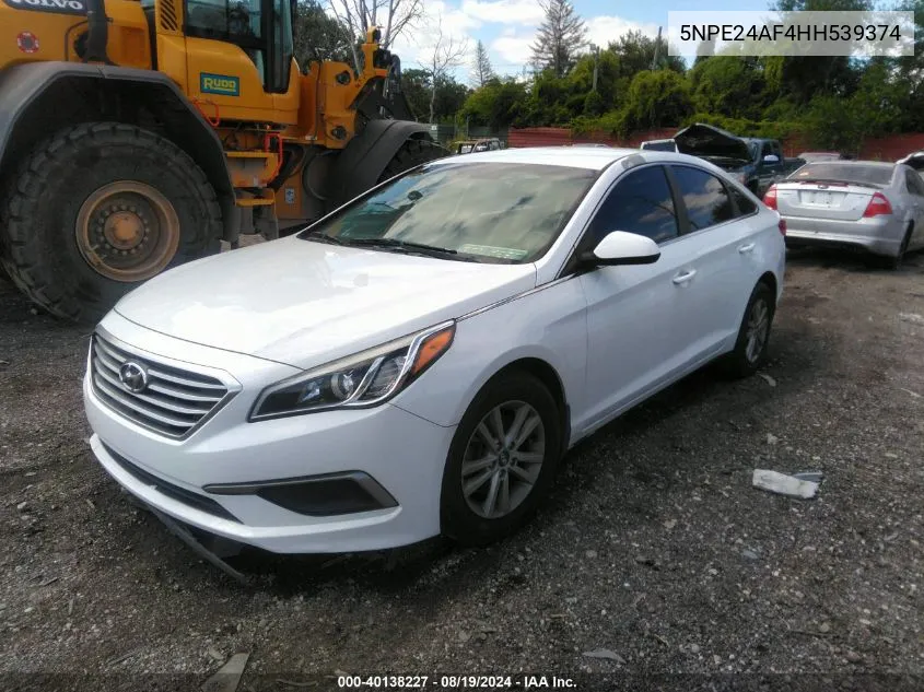 2017 Hyundai Sonata Se VIN: 5NPE24AF4HH539374 Lot: 40138227