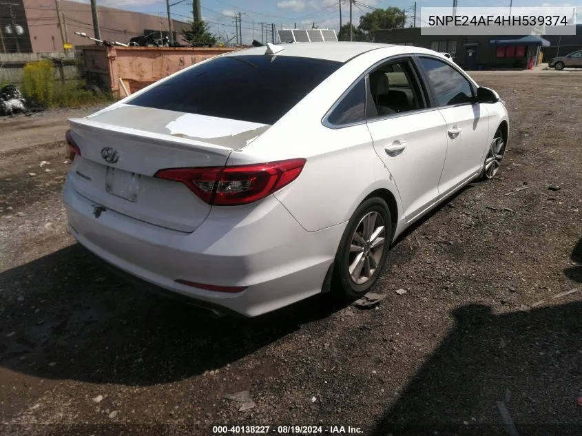 2017 Hyundai Sonata Se VIN: 5NPE24AF4HH539374 Lot: 40138227