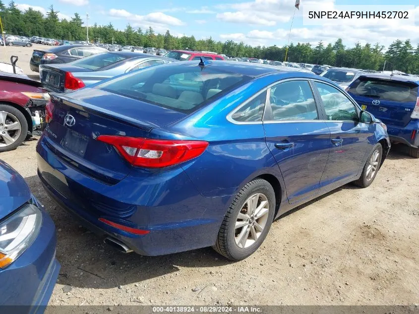 2017 Hyundai Sonata Se VIN: 5NPE24AF9HH452702 Lot: 40138924