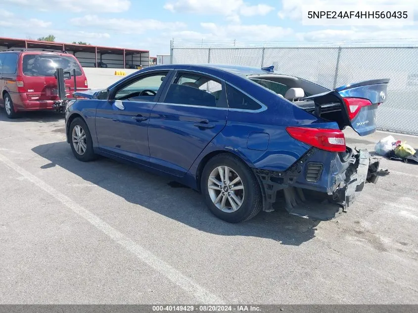 2017 Hyundai Sonata VIN: 5NPE24AF4HH560435 Lot: 40149429