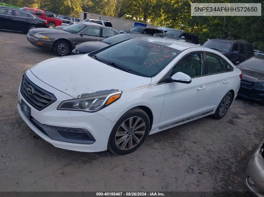 2017 Hyundai Sonata Sport VIN: 5NPE34AF6HH572650 Lot: 40185467