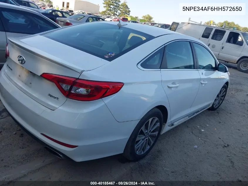 2017 Hyundai Sonata Sport VIN: 5NPE34AF6HH572650 Lot: 40185467