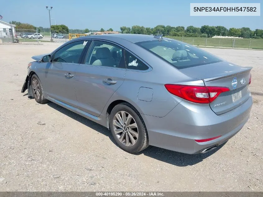 2017 Hyundai Sonata Sport VIN: 5NPE34AF0HH547582 Lot: 40195290