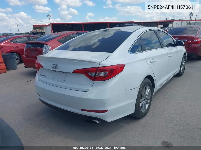 2017 Hyundai Sonata VIN: 5NPE24AF4HH570611 Lot: 40220173