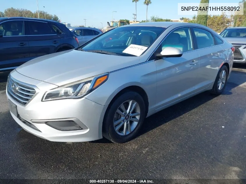 2017 Hyundai Sonata Se VIN: 5NPE24AF1HH558092 Lot: 40257130