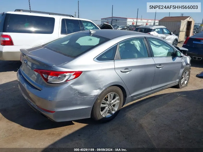 2017 Hyundai Sonata VIN: 5NPE24AF5HH566003 Lot: 40291189