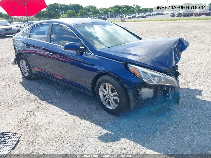 2017 Hyundai Sonata VIN: 5NPE24AF0HH518344 Lot: 40297800