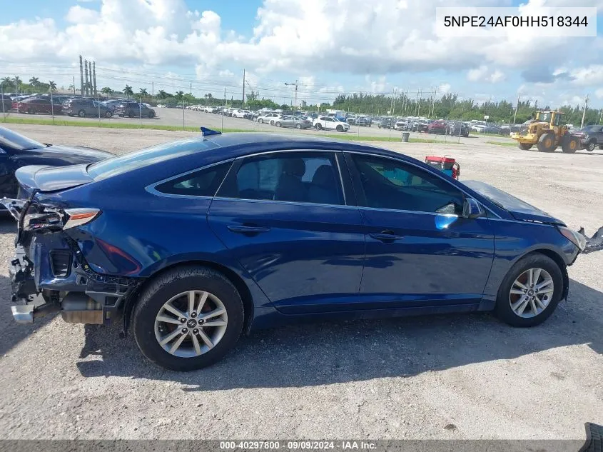 2017 Hyundai Sonata VIN: 5NPE24AF0HH518344 Lot: 40297800