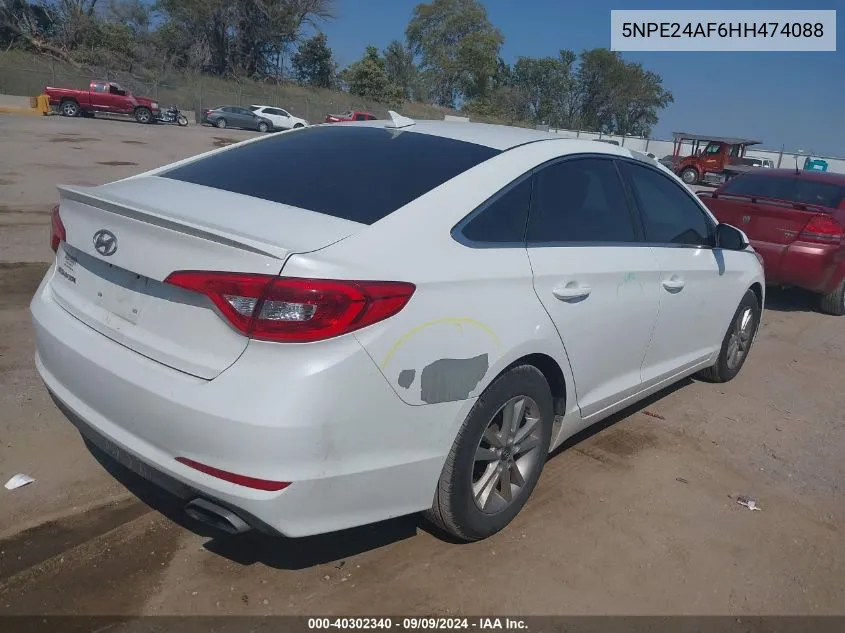 2017 Hyundai Sonata VIN: 5NPE24AF6HH474088 Lot: 40302340