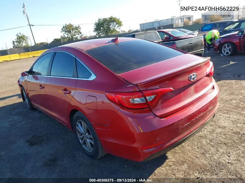 2017 Hyundai Sonata Se VIN: 5NPE24AF0HH562229 Lot: 40306375