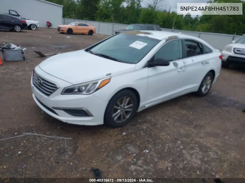 2017 Hyundai Sonata VIN: 5NPE24AF8HH451783 Lot: 40315672