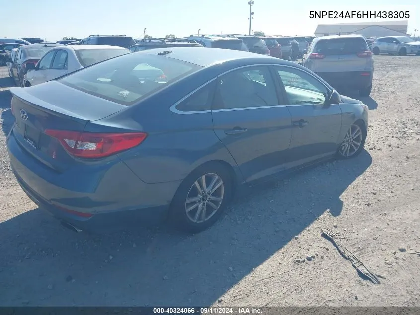 2017 Hyundai Sonata Se VIN: 5NPE24AF6HH438305 Lot: 40324066