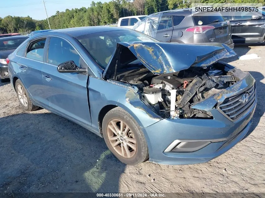 2017 Hyundai Sonata Se VIN: 5NPE24AF5HH498575 Lot: 40330651