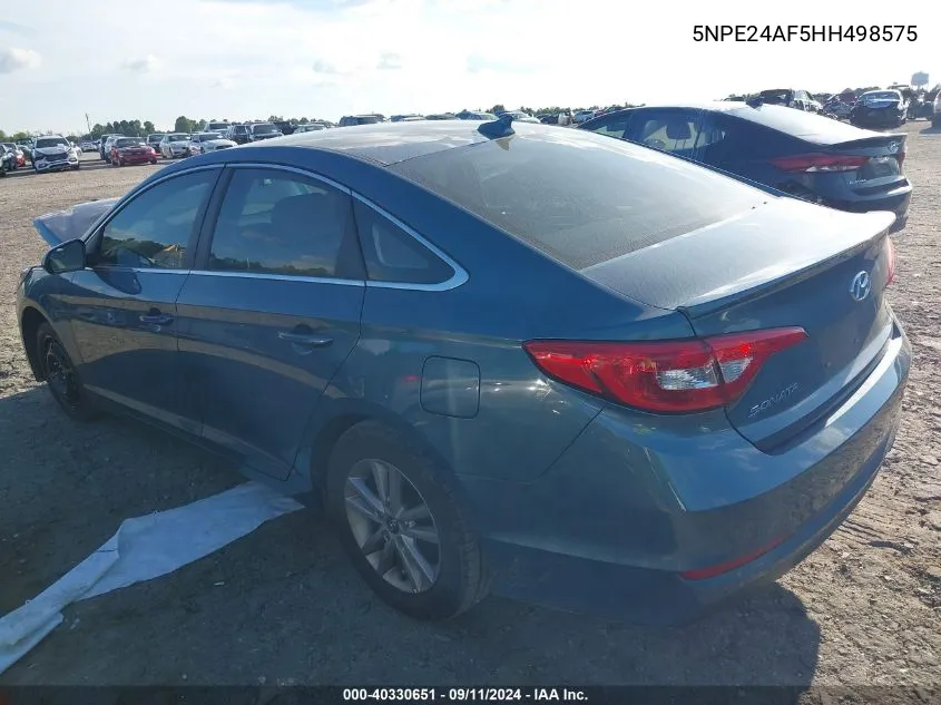 2017 Hyundai Sonata Se VIN: 5NPE24AF5HH498575 Lot: 40330651