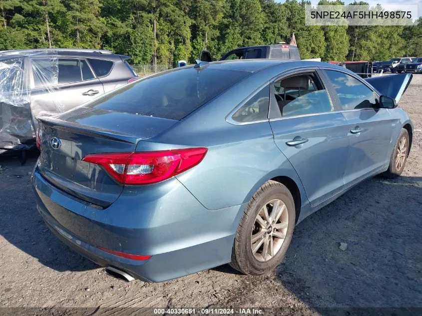 2017 Hyundai Sonata Se VIN: 5NPE24AF5HH498575 Lot: 40330651