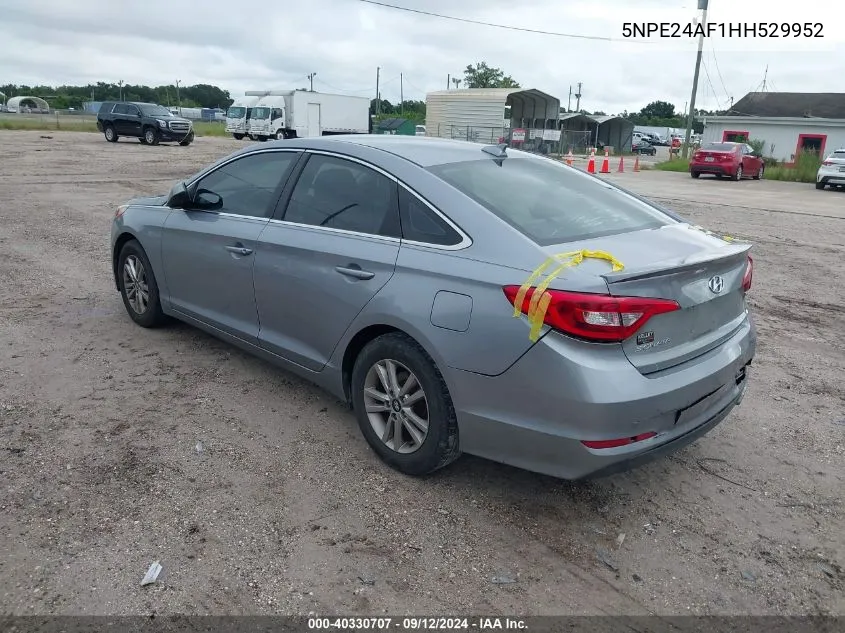 2017 Hyundai Sonata Se VIN: 5NPE24AF1HH529952 Lot: 40330707