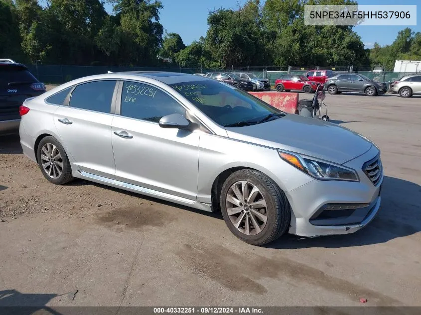 5NPE34AF5HH537906 2017 Hyundai Sonata Sport