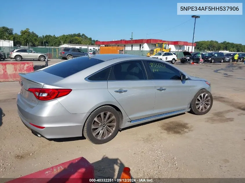 2017 Hyundai Sonata Sport VIN: 5NPE34AF5HH537906 Lot: 40332251