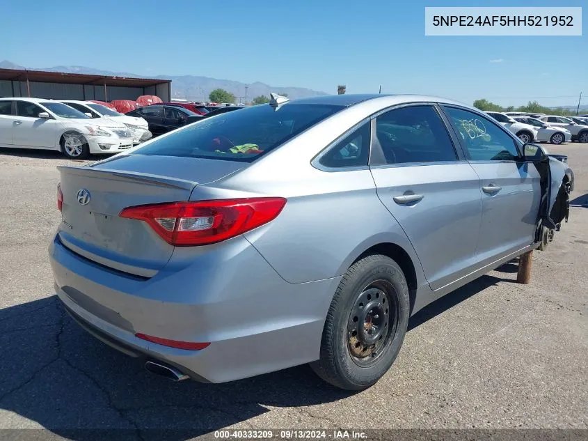 2017 Hyundai Sonata VIN: 5NPE24AF5HH521952 Lot: 40333209